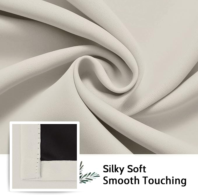 SimpleHome Cream 100% Blackout Curtains Room Darkening Living Room 84 Inch | Curtains for Bedroom,Thermal Insulated Grommet Window Drapes,Curtains for Living Room with Black Back,38 x 84 Inch,2 Panels