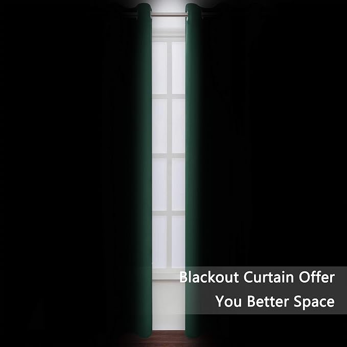 Blackout Curtains 52 x 45 inch/Green Curtains Set of 2 Panels/Thermal Insulated Room Darkening Bedroom Curtains