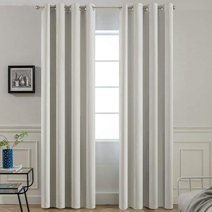 Yakamok Room Darkening Curtains 52x96 inch Length Light Beige-Living Room | 2 panels,grommet blackout window treatment,thermal insulated,light blocking drapes,privacy protection,bedroom dining room