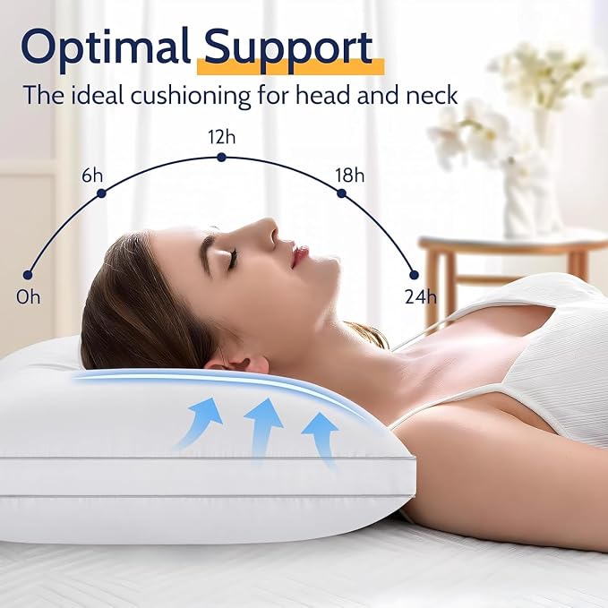ROUMEA Pillows Standard Size Set of 4, Gusseted Bed Pillows for Sleeping | Luxury Hotel Quality, Supportive Queen Pillow with Soft Down Alternative for Back Stomach Side Sleepers, Machine Washable