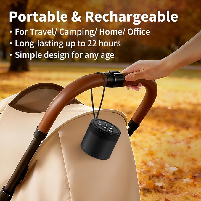 Portable Mini White Noise Machine Sound Machine with 30 Soothing Sounds for Newborn Kids Adults Rechargeable Sleep Brown Noise Machine with 4 Timers Memory Function for Travel Camping Home and Office