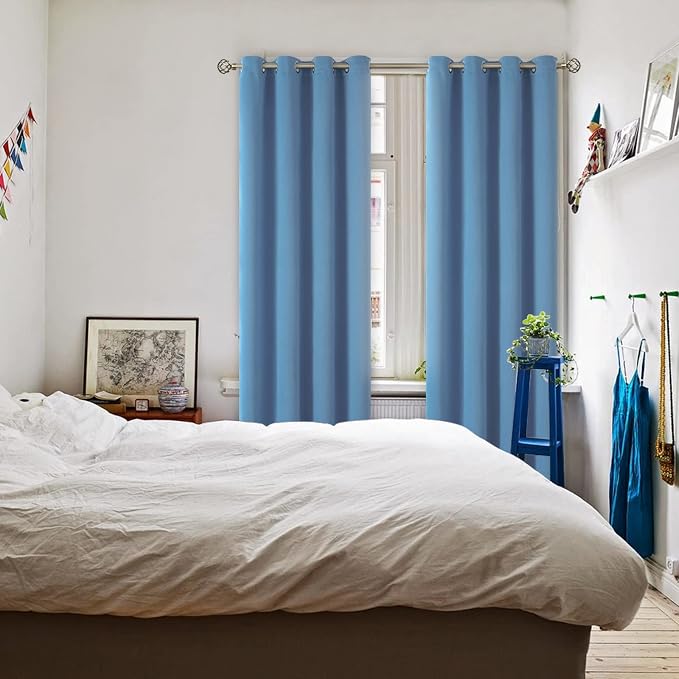 BGment Blackout Curtains for Bedroom - Grommet Thermal Insulated Room Darkening Curtains for Living Room, Set of 2 Panels (52 x 84 Inch, Faded Denim) | Grommet Top, Black Out, Room Darkening, Sunblock, Thermal Insulated, Window Drapes for Bedroom, 52x8...
