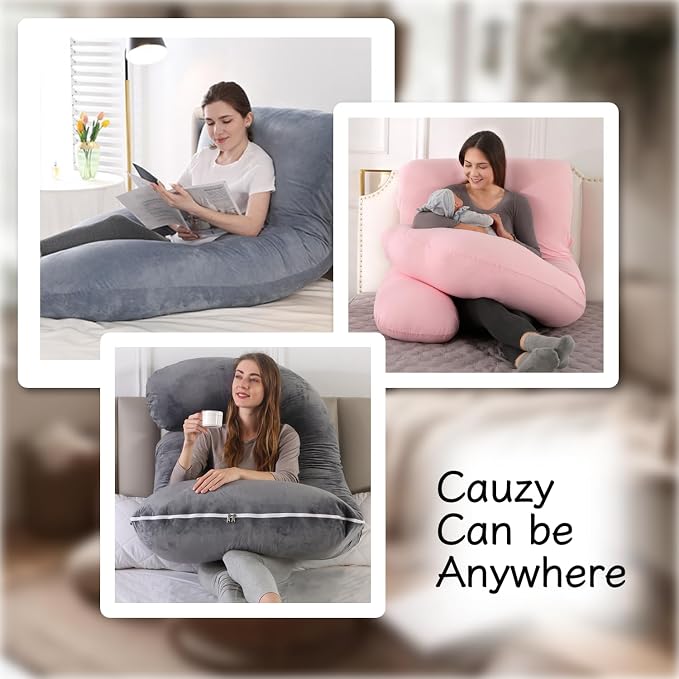 ALLOPERA Pregnancy Pillow, Full Body Maternity Pillow 57 inch, with Removable Washable Cover - Support for Legs, Back, Neck, Shoulder, HIPS, Belly for Pregnent Women, Jersey Knit Cotton (Dark Grey)