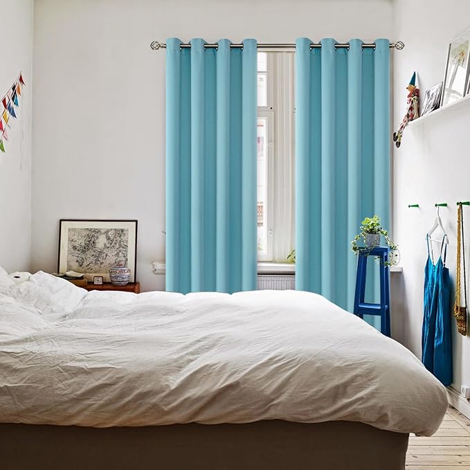 BGment Aqua Blue Room Darkening Long Curtains for Living Room - 2 Panels | Grommet Top, Extra Long, Light-Blocking, Sunblock, Thermal Insulated, Window Drapes for Bedroom, 52x120 Inch