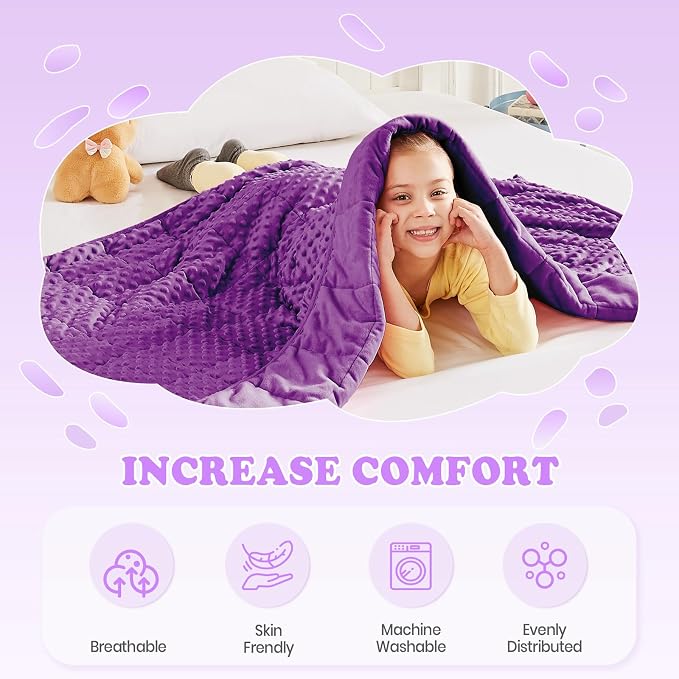 Weighted Blanket - 3 lbs Purple Minky Heavy Blanket, 20"x30", Small Size Breathable Lap Blanket