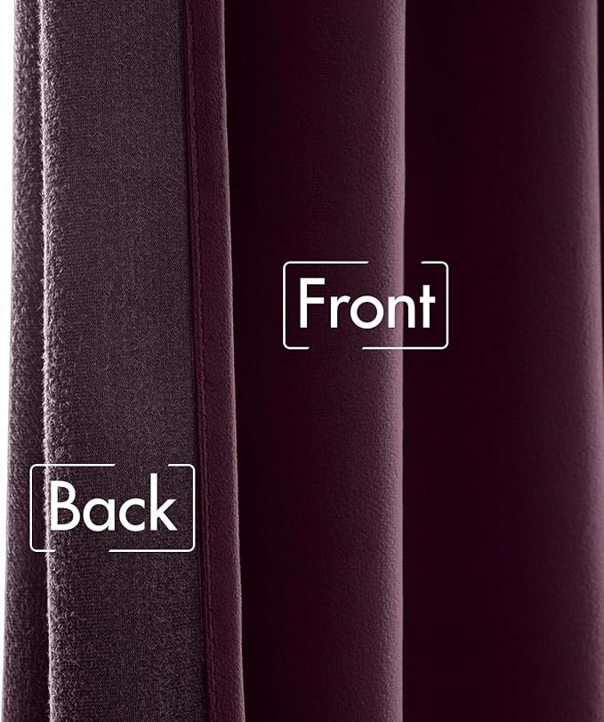 MIULEE Dark Purple Velvet Curtains 52x90 inches Luxury Blackout Curtains | Thermal Insulated, Super Soft Window Drapes for Bedroom Living Room, Rod Pocket & Back Tab
