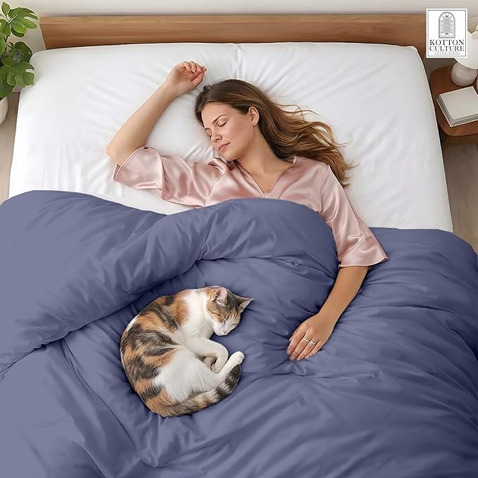 1 Pc California King Duvet Cover Only-100% Egyptian Cotton 600 Thread Count Ultra Soft Premium Comforter Cover Zipper Closure & Corner Ties- (Mediterranean Blue, 104" X 98")