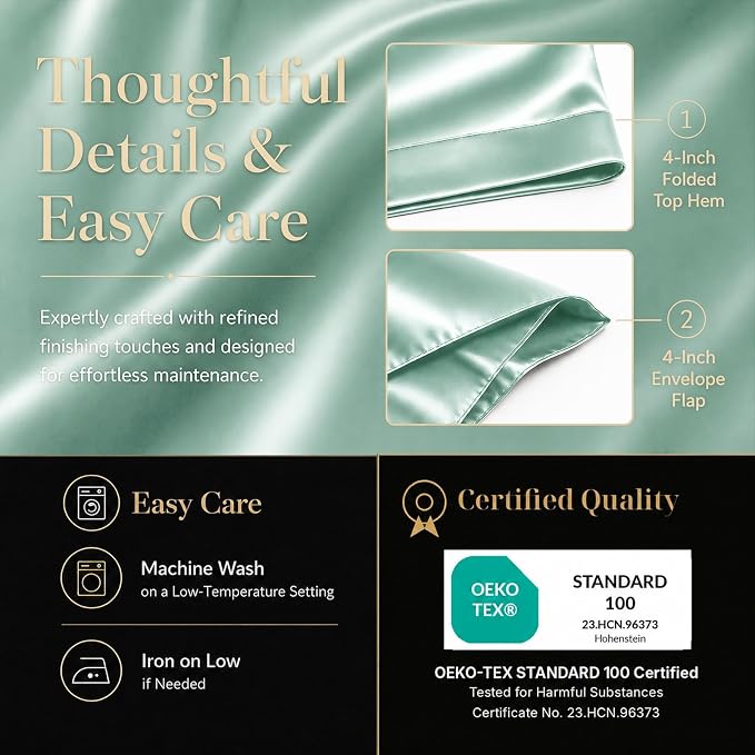 CozyLux Satin Sheets King, 4-Piece 14-Inch Deep Pocket Sheet Set | OEKO-TEX Certified Silky Soft Sheet Set for Hair & Skin, Luxurious Silky-Smooth Satin for Elegant Bedroom Decor, Aqua