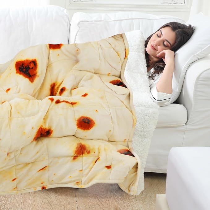 Aemicion Weighted Blankets for Adults,Queen Size Weighted Blanket 20lbs 60x80in,Soft Sherpa Fleece Washable Weighted Blanket as Gifts for Women Men Mon-Burritos