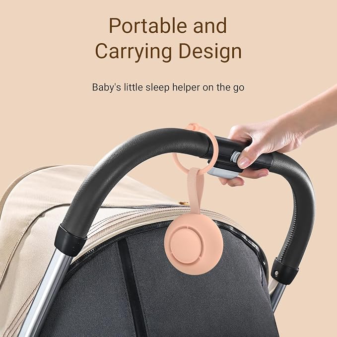 Portable Baby Sound Machine & Essentials for Babies & Kids-Peach | White Noise Machine[Timer Function][20 Soothing Sounds][15 Hours Battery Life]Travel,Registry,Gifts,Clips on Baby Stroller