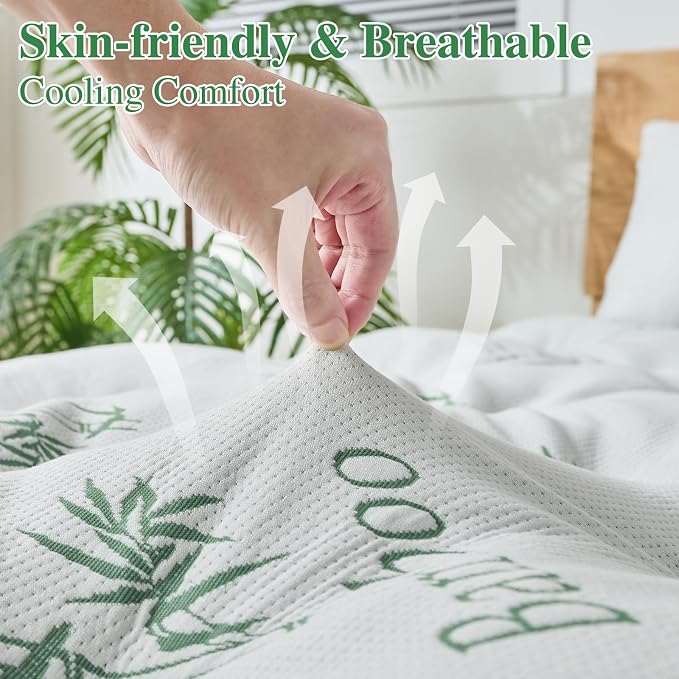 WhatsBedding 4 Inch Memory Foam Mattress Topper Twin for Back Pain Relief, Filled with Breathable Gel Memory Foam, Cooling Bamboo Viscose Air Layer, Supportive Pillow Top Mattress Topper