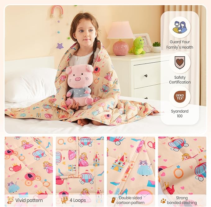 Weighted Blanket - 10 lbs Beige Princess Heavy Blanket - Small Size Breathable Lap Blanket(41"x60", 10 lbs)