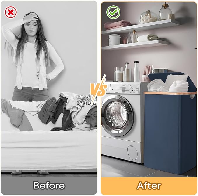 BALEINE 100L Laundry Hamper with Lid, Large Laundry Basket Bin | Large Capacity, Easy-Access Lid, Shape-Retaining Structure, Pull Handles, Ideal for Bedroom, Dorm, Laundry Room