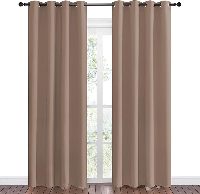 NICETOWN Blackout Draperies Curtains Panels - Window Treatment Thermal Insulated Solid Grommet Blackout Curtains/Panels/Drapes for Bedroom (Set of 2 Panels, 55 by 86 Inch, Cappuccino)