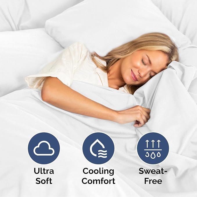 Cal King Size 4 Piece Sheet Set - Soft & Cooling Bed Sheets - Bright White | Fits 8 Inch to 16 inch Mattress, Wrinkle Free & Fade Resistant with Deep Pockets, Breathable, Comfy Hotel Luxury Bedding