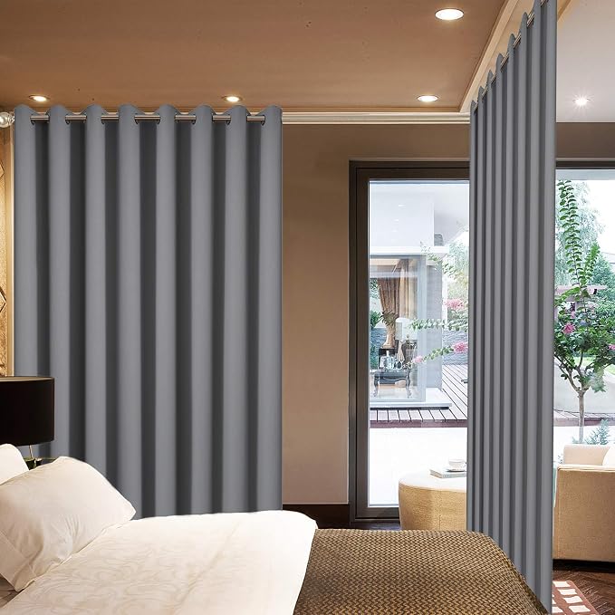 Yakamok Grey Room Darkening Curtains 84 inch Gray Sliding Door Drapes | 1 Extra-wide Panel,W100xL84,Soft Triple-weave,Grommet,Blackout Thermal Insulated Drapes,Privacy,Light Reduction,Patio doors