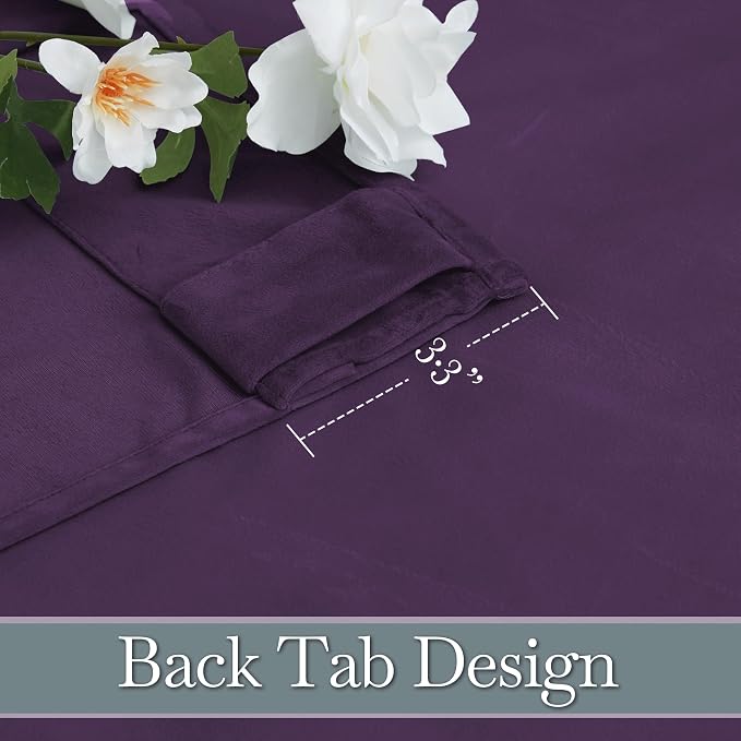 RYB HOME Purple Velvet Blackout Curtains 96 inches for Bedroom Living Room | Thermal Insulated,Privacy UV Block,OEKO-TEX Certified,Luxury Window Decor for Dining Room Sliding Door,W52 x L96,2 Panels