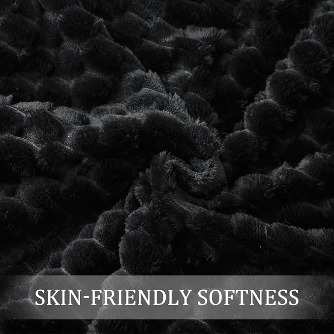 Exclusivo Mezcla 3D Fleece California King Blanket for Bed, Black | Oversized Soft Fuzzy Plush Lightweight Bed Blankets, Cozy Fluffy Decorative Blankets for All Seasons, 120x120 Inches