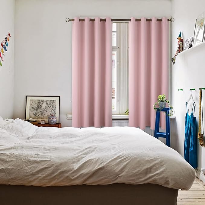 BGment Pink Room Darkening Curtains 72 Inch for Bedroom - 2 Panels | Grommet Top, Light-Blocking, Sunblock, Thermal Insulated, Window Drapes for Kids Boys Room, 52x72 Inch