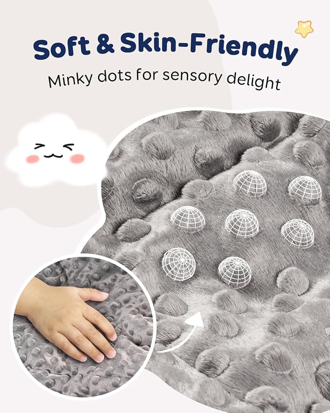 3lbs Weighted Blanket, Cooling Soft Minky Dot Heavy Blankets, 36"x48" | Gentle Hug-Like Comfort, Reversible Cooling & Cozy for All Seasons, 7-Layer for Even Weight Distribution, Machine Washable