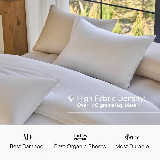 DOZ Duvet Cover Set, 100% Viscose derived from Bamboo, Organically Grown, Buttery Soft, Cooling Duvet Covers, High GSM, 1 Duvet Cover and 2 Pillowcases, 90"x90" (Snow, Full/Queen)