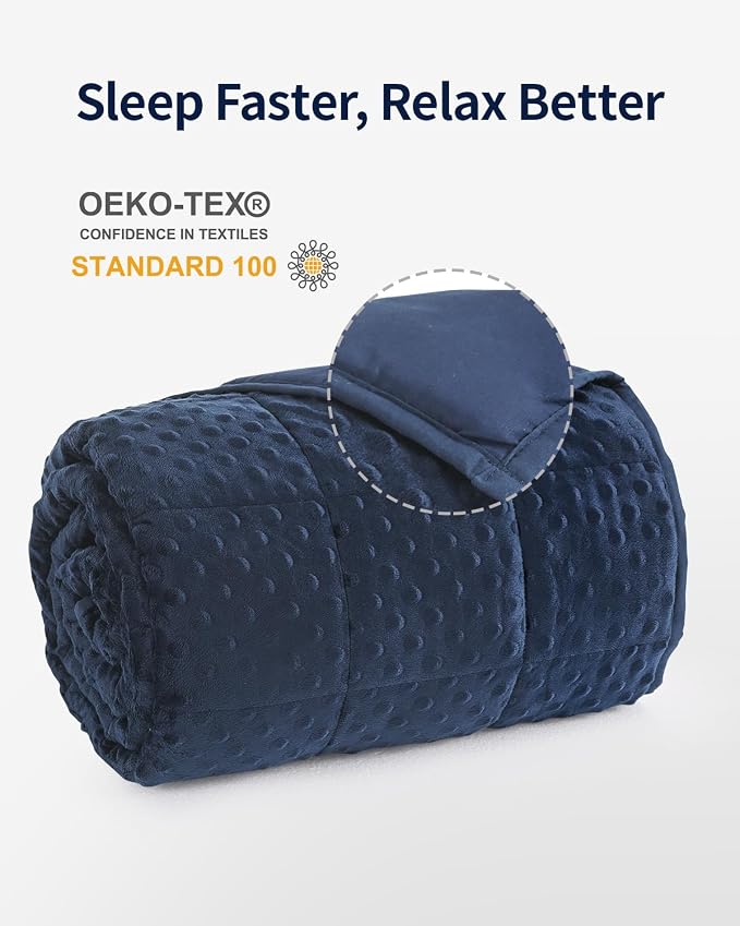 Mr. Sandman Weighted Blanket for Adults, King Size 25 lbs, 80 x 87 Inches | Cooling Soft Minky for Hot Sleepers; Machine Washable; Filled with Glass Beads; Heavy Bed Throw for Sleep; Navy Blue