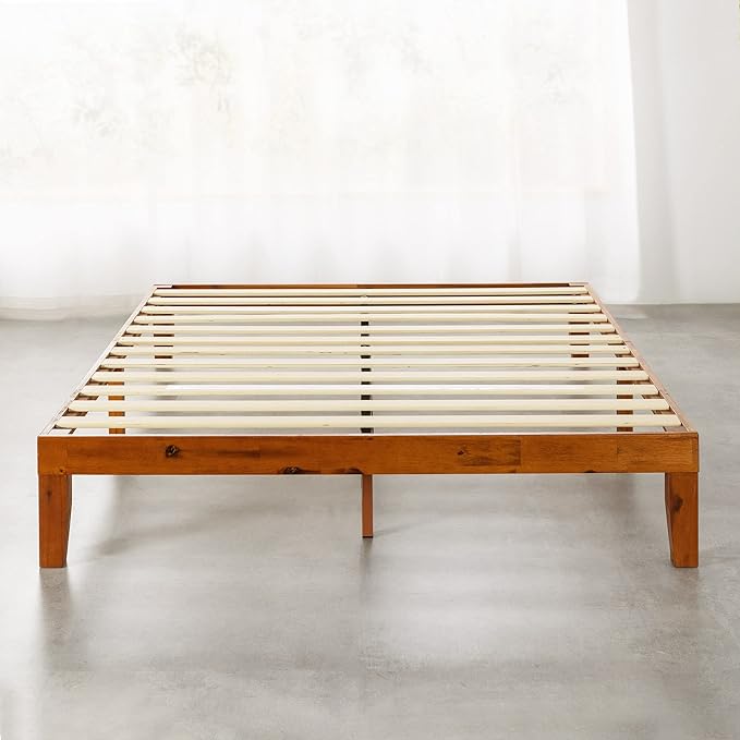 Mellow Naturalista Classic 12-Inch Solid Wood Platform Bed | Wooden Slats, No Box Spring Needed, Easy Assembly | King, Cherry