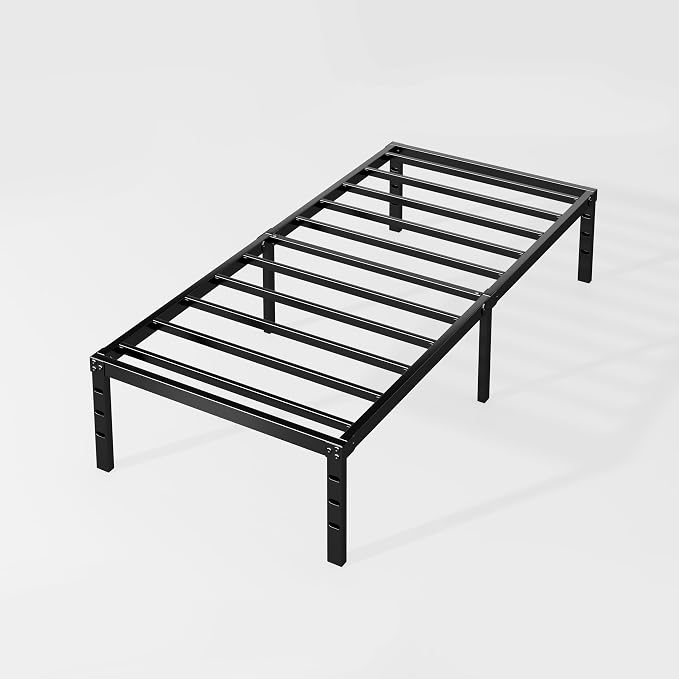 HLIPHA Metal Platform Bed Frame 14 Inch Tall Bed No Box Spring Needed,Twin Size Bed with Sturdy Slat Support,Easy to Assemble,Black
