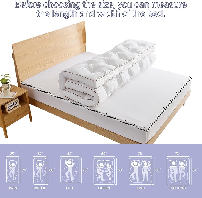 WhatsBedding 4 Inch Memory Foam Mattress Topper Full for Back Pain Relief, Filled with Breathable Gel Memory Foam, Supportive Pillow Top Mattress Topper