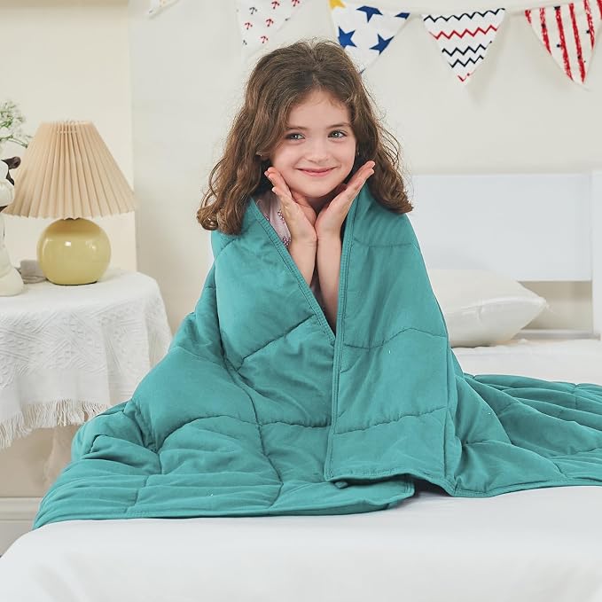 yescool Weighted Throw Blanket 3lbs, 36" x 48", Teal | Cooling Heavy Blanket, Perfect for 20-40 Lbs, Breathable Blanket With Premium Glass Beads, Machine Washable