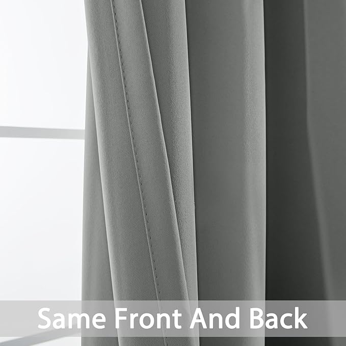 Yakamok Room Darkening Curtains 52x72 inch Length Dove Grey-Living Room | 2 panels,grommet blackout window treatment,thermal insulated,light blocking drapes,privacy protection,bedroom dining room