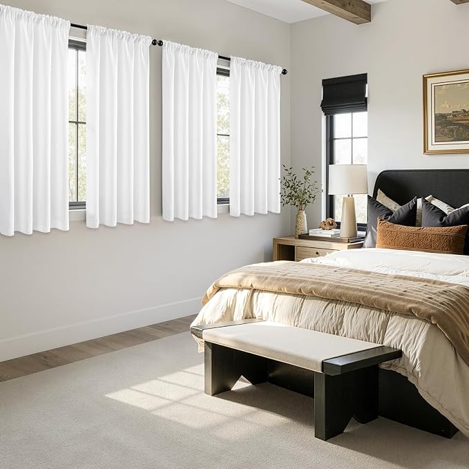 MIULEE Pure White Blackout Curtains 4 Panels Set 72 Inch Length Bedroom | Thermal Curtains for Summer Heat, Light Blocking Privacy Window Drapes, Top&Bottom Rod Pocket