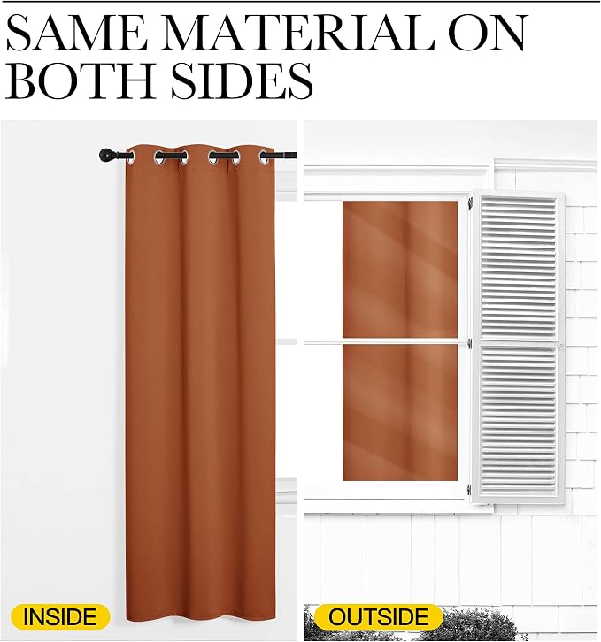 NICETOWN Blackout Curtain Panels, 1 Pair, 55 x 68-inch, Burnt Orange | Nursery Essential Thermal Insulated Solid Grommet Top Blackout Drapes for Girls Room