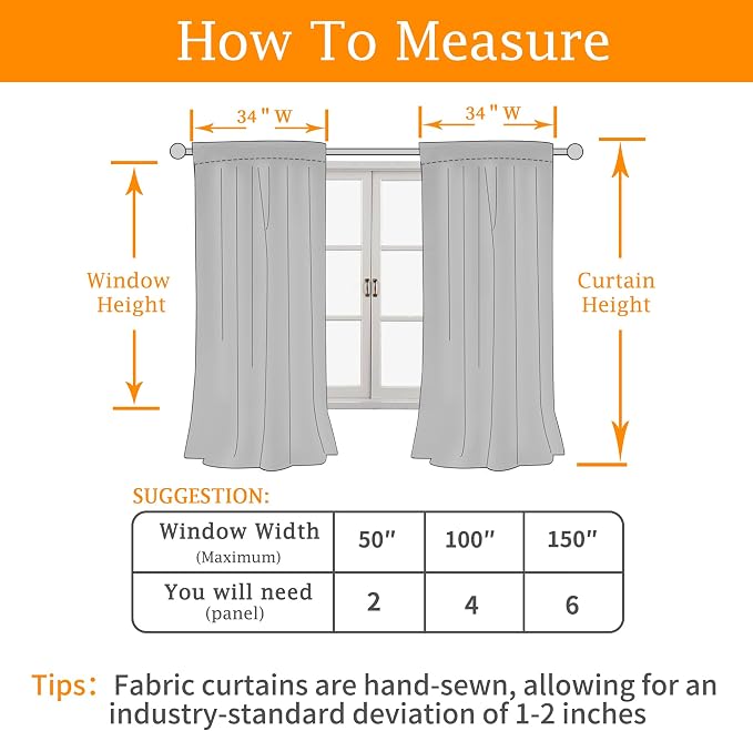 100% Blackout Short Linen Curtains 48 Inch Length for Kitchen, Ivory | Linen Textured, Thermal Privacy Curtains, Small Window Panels, Rod Pocket Back Tab, White Liner, 2 Panels, 42 x 48 Inch