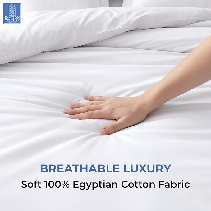 3 Pc Duvet Cover Queen Size/Full Size Set-100% Egyptian Cotton 600 Thread Count Ultra Soft Premium Durable Comforter Cover Zipper Closure & Corner Ties- (White, 90" X 90")