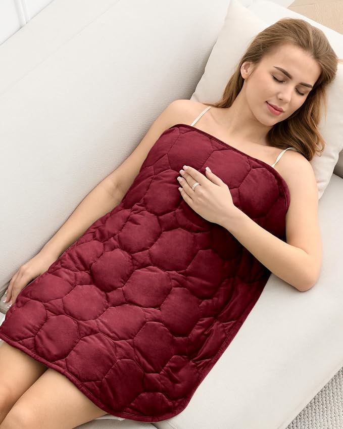 Cottonblue Small Weighted Lap Blanket Pad for Adults 7 lbs 24"x29", Red | Luxury Crystal Velvet Weighted Blanket Pad, Washable Portable Travel Blankets for Sleeping Relaxation All Season, Washable
