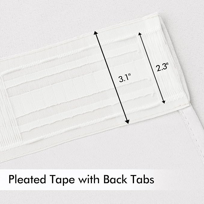 MIULEE Pure White Back Tab Blackout Curtains 52x90 Inch Long 2 Panels Set | Rod Pocket Pinch Pleated, Thermal Insulated, Room Darkening, Light Blocking, Privacy Curtains for Living Room Bedroom