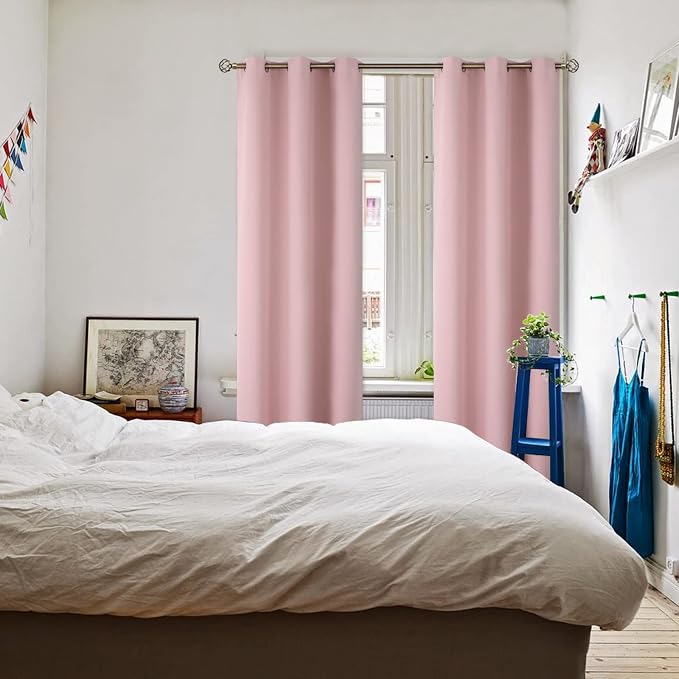 BGment Pink Room Darkening Curtains 84 Inch for Living Room - 2 Panels | Grommet Top, Light-Blocking, Sunblock, Thermal Insulated, Window Drapes for Bedroom, 38x84 Inch
