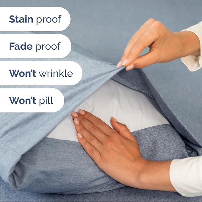 Cal King 6 Piece Bed Sheet Set - Soft & Cooling Sheets - Heathered Blue | Ultra-Soft Hotel Luxury Bedding Set with 8-16 Inch Deep Pockets, 1 Flat & 1 Fitted Sheet & 4 Pillowcases, Wrinkle & Fade Free