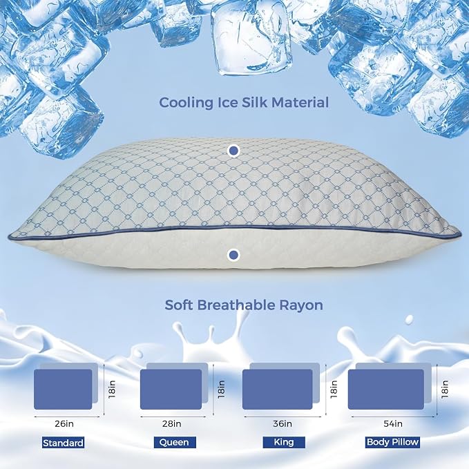 Adjustable Bed Pillows Standard Size Set of 2 for Sleeping, Soft and Supportive Bed Pillows with Memory Foam Filling for Side and Back Sleepers, Neck Supportive-Standard Size, 2 Pack