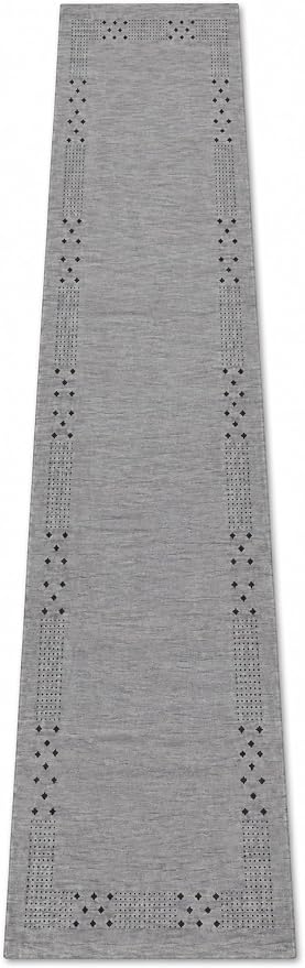 HAND KNOTTED LOOM WOOL ECO-FRIENDLY AREA RUGS - 2'6''x6', Runner Shape, Light Blue Color, Contemporary Modern Design, High Pile Thick Handmade Anti Skid Area Rugs for Living Room (L00530)