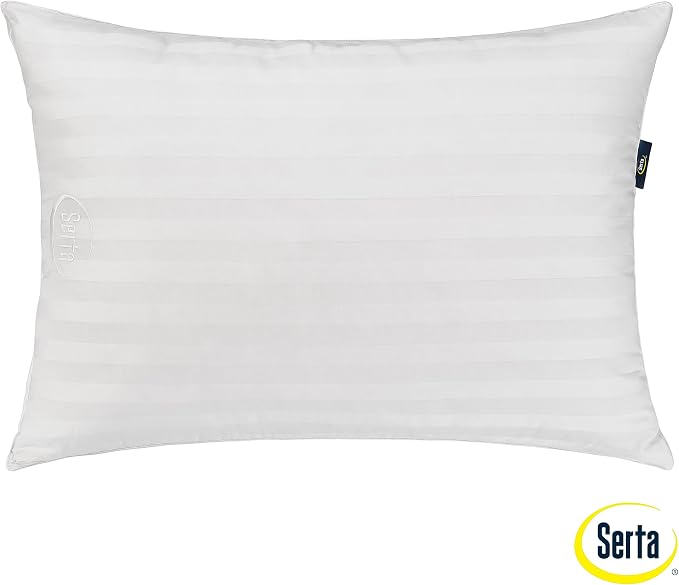 Serta Won't Go Flat Down Alternative Bed Pillows, Extra Life Foam Core with Medium Support, Perfect for Back, Stomach or Side Sleepers (2 Pack), King, White
