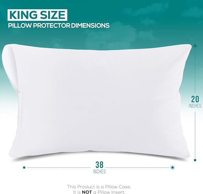 Set of 4 Pillow Protectors with Zipper King Size, Pillow Covers | Ultra Soft Pillow Encasements, Bed Bug & Dust Mite Proof, Moisture Wicking and Waterproof Pillow Cases by Utopia Bedding