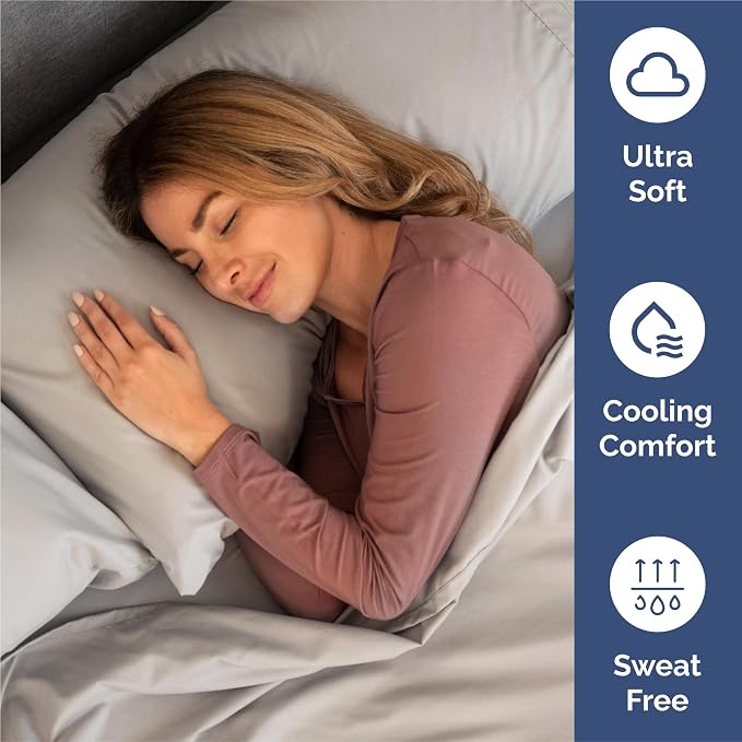 Split King 7 Piece Bed Sheet Set - Comfy, Breathable & Cooling - Light Grey | Ultra-Soft Hotel Luxury Bedding Set w/ 8-16 Inch Deep Pockets, 1 Flat & 2 Fitted Sheet & 4 Pillowcases, Wrinkle & Fade Free