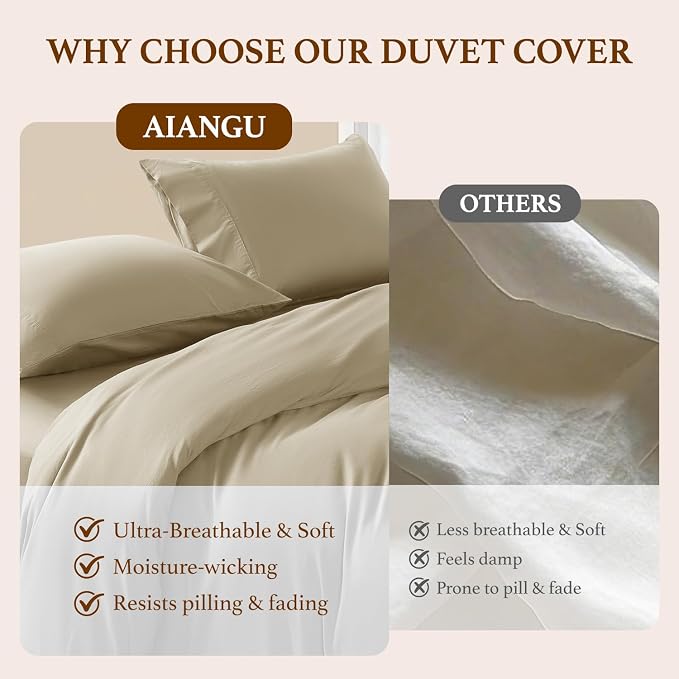 DEITAS 100% Cotton King Duvet Covers 3 Piece,1200 Thread Count，Linen | Luxury Egyptian Cotton Comforter Cover With Zipper Closure, Ultra Cooling Breathable, Hotel Bedding Duvet Covers