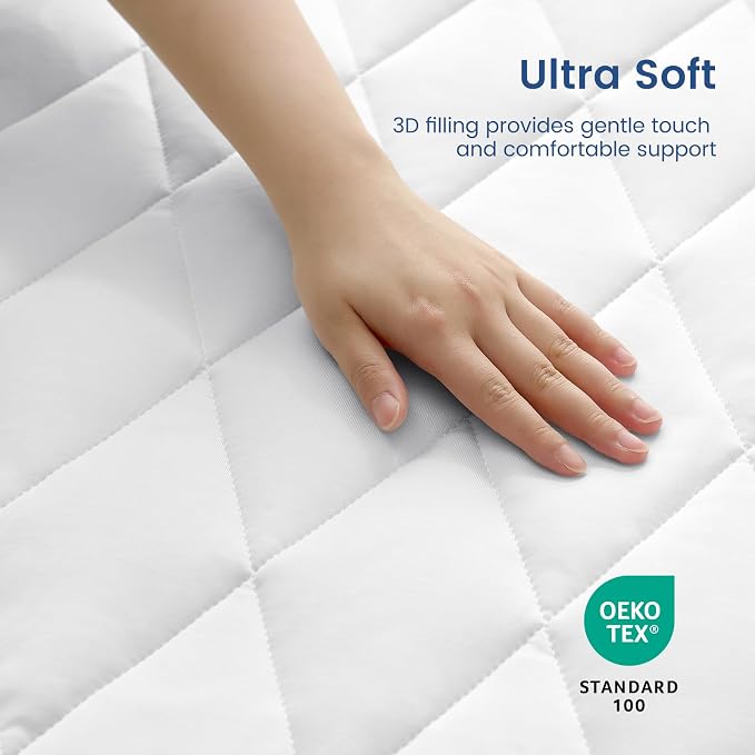 Cozy Bliss Leakproof Cooling Mattress Pad Full, Q-Max>0.45 Soft Noiseless Breathable Mattress Topper Cover, with Deep Pocket Fits 8–18 Inches for Summer Bed Hot Sleepers, White