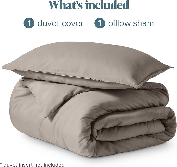 Bare Home Duvet Cover Set 1800 Ultra-Soft (Twin/Twin XL, Khaki) | Lightweight, Cooling, Breathable, Premium 1800 Ultra-Soft, All-Season