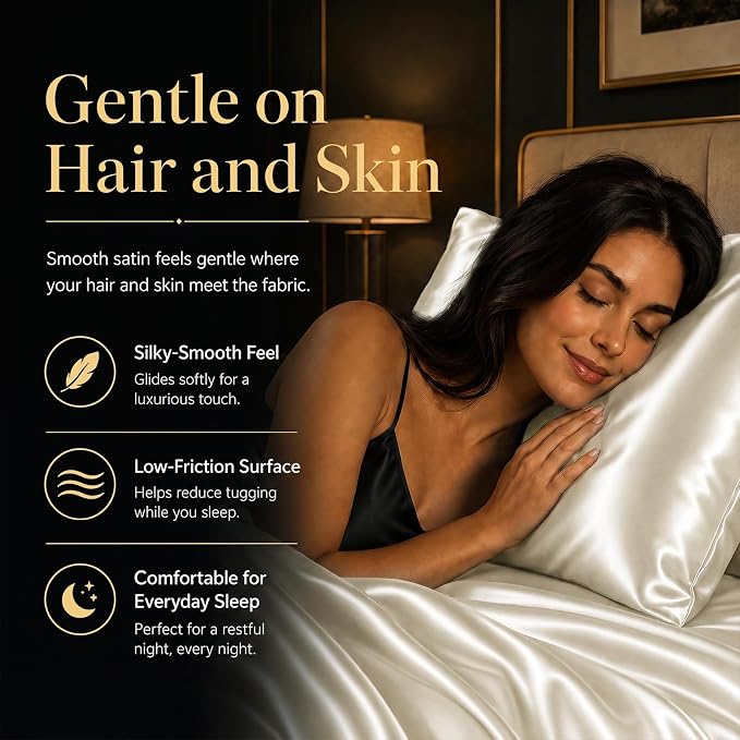 CozyLux Satin Sheets Queen, 4-Piece 14-Inch Deep Pocket Sheet Set | OEKO-TEX Certified Silky Soft Sheet Set for Hair & Skin, Luxurious Silky-Smooth Satin for Elegant Bedroom Decor, Beige