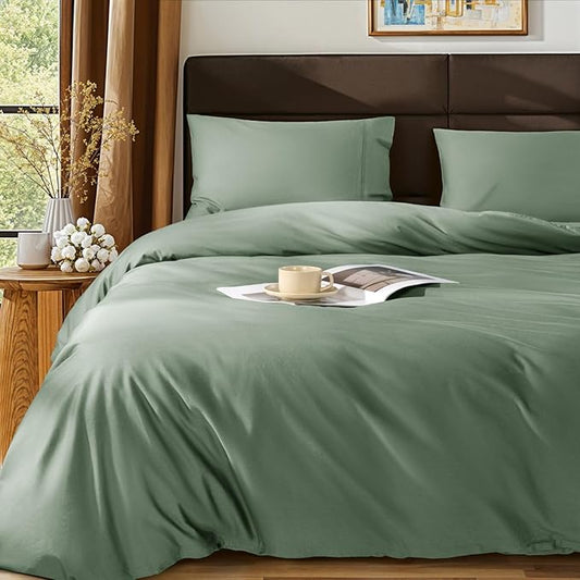 SONORO KATE 1000 Series 100% Egyptian Cotton King Duvet Cover Set,3PC | Long Staple Cotton,Sateen Weave,Soft,Breathable,Luxury Hotel Bedding,All-Season,Hidden Zipper Closure,Sea Glass
