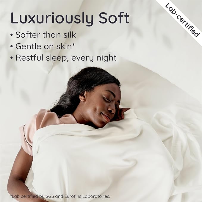 Bambaw 100% Viscose Derived from Bamboo Sheets King Size Set – 4pcs King Size Cooling Sheets for Hot Sleepers & Night Sweats, Ultra Soft Bedding Set, Fits Up to 16'' Deep Pocket (Ivory)